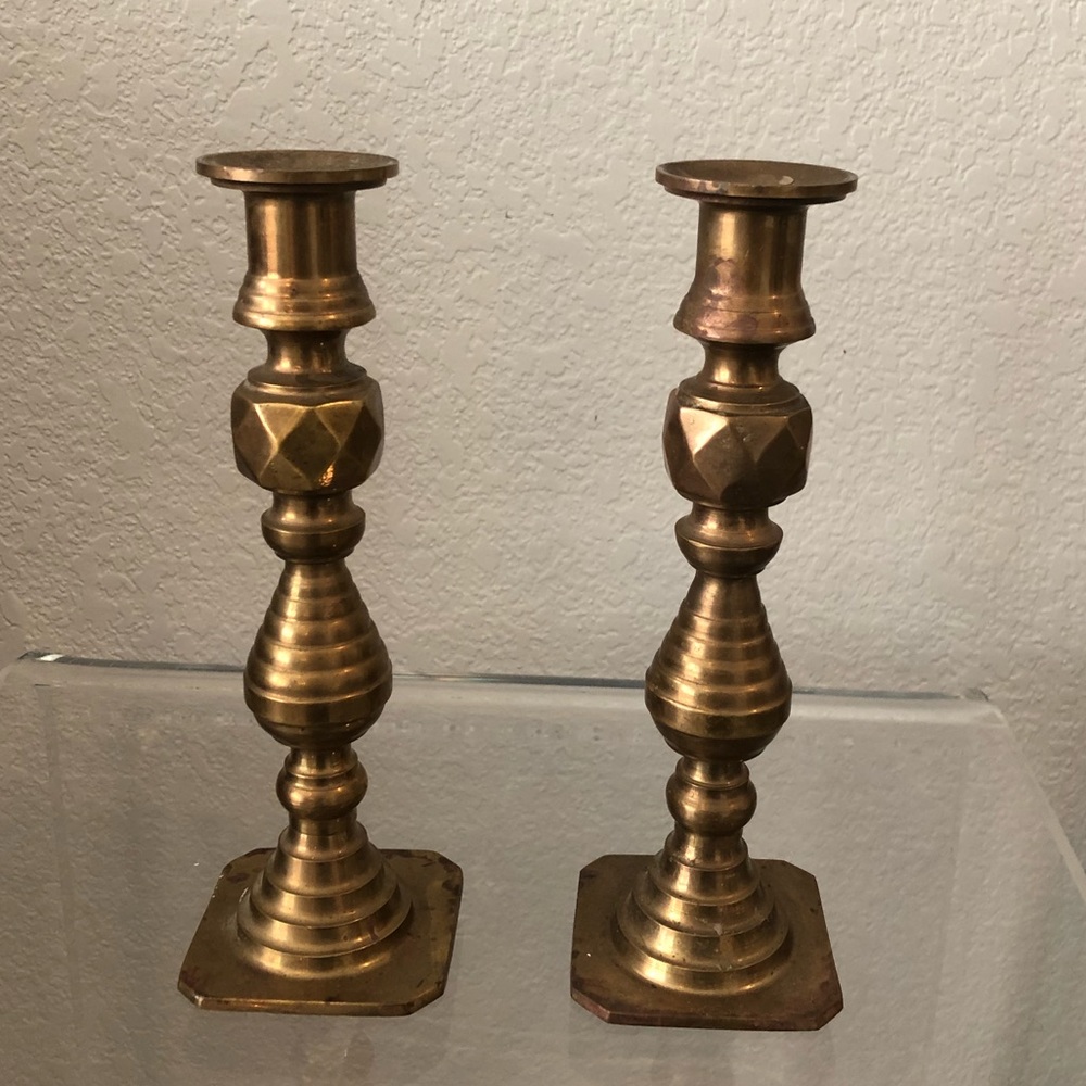 Vintage MCM Brass Candlestick Holders
